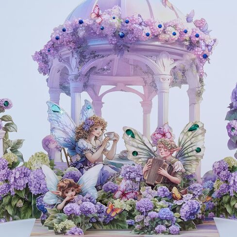 3D Pop Up Fairy Garden Birthday Cards, Cute Greeting Gift Cards With Colorful Rhinestones for Girls, Daughters, Granddaughters, Nieces, Girlfriend All Occasion-Includes Notecard & Envelope(Pink) in Saudi Arabia