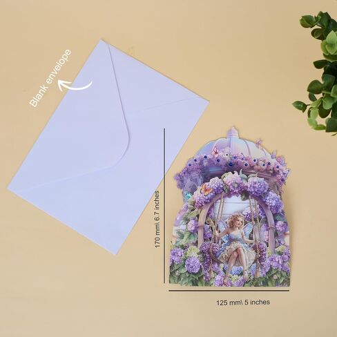 3D Pop Up Fairy Garden Birthday Cards, Cute Greeting Gift Cards With Colorful Rhinestones for Girls, Daughters, Granddaughters, Nieces, Girlfriend All Occasion-Includes Notecard & Envelope(Pink) in Saudi Arabia