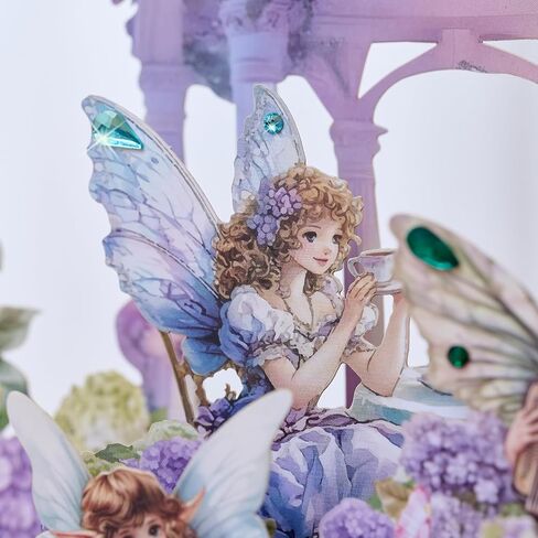 3D Pop Up Fairy Garden Birthday Cards, Cute Greeting Gift Cards With Colorful Rhinestones for Girls, Daughters, Granddaughters, Nieces, Girlfriend All Occasion-Includes Notecard & Envelope(Pink) in Saudi Arabia