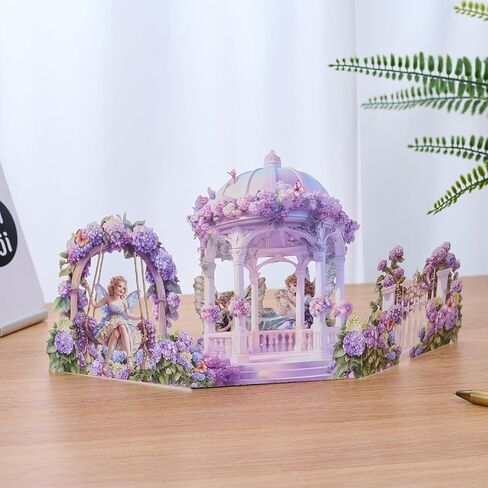 3D Pop Up Fairy Garden Birthday Cards, Cute Greeting Gift Cards With Colorful Rhinestones for Girls, Daughters, Granddaughters, Nieces, Girlfriend All Occasion-Includes Notecard & Envelope(Pink) in Saudi Arabia