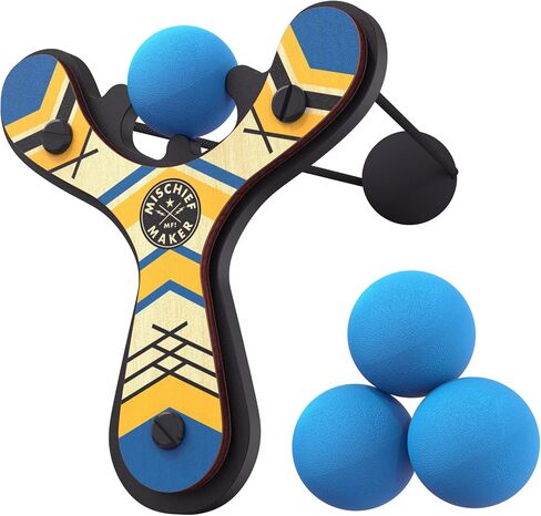 Mischief Maker® Wooden Slingshot - Classic Series - Real Wood Slingshot for Kids, 4 Soft Foam Balls and Storage Bag - Ages 4+ (red) in Kuwait