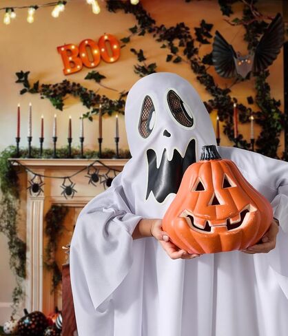 Unisex Boys and Girls Ghost Costume,Halloween Fancy Dress,White Boo Ghost Cloak Cape Cosplay Costume Halloween Costume in Kuwait