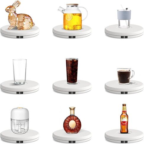 LED Rotating Display Stand, Lighted Base- Crystal Glass Art, 360 Degree Automatic Mute Rotating Turntable, Motorized Display Stand with Colorful Lights, Tumbler Supplies Spinner 4.72in in Saudi Arabia