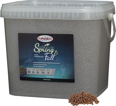 The Pond Guy Guy Spring & Fall Wheat Germ Phish Foish for Koi & Goldfish ، Weather Weather Blofting Pelelts ، صيغة صحية للتغذية الشتوية ، 12 رطلاً in Kuwait