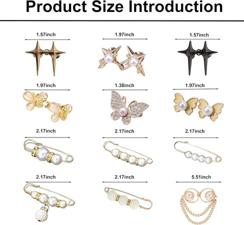12-Pcs Pant Waist Tightener Set - 7 Sets Adjustable No-Sew Clips & 5 Metal Button Pins for Loose Jeans, Pants, Skirts No-Sew Waist Adjuster Fastener in Saudi Arabia