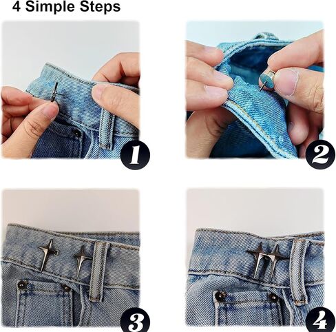 12-Pcs Pant Waist Tightener Set - 7 Sets Adjustable No-Sew Clips & 5 Metal Button Pins for Loose Jeans, Pants, Skirts No-Sew Waist Adjuster Fastener in Saudi Arabia