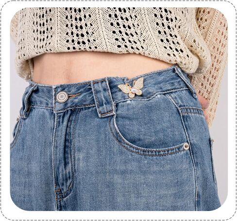 12-Pcs Pant Waist Tightener Set - 7 Sets Adjustable No-Sew Clips & 5 Metal Button Pins for Loose Jeans, Pants, Skirts No-Sew Waist Adjuster Fastener in Saudi Arabia