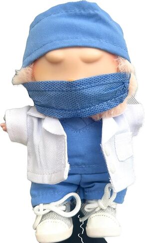 ملابسك ملابس الممرضة للملابس لـ Labubu Doll - لطيف من 5 قطع طبيب أسنان موحد مجموعة من الدعك الصحية للرعاية الصحية لـ Labubu 17cm - يشمل Cap ، قناع ، من أعلى وأسفل ، أحذية سهلة التوفيق in Saudi Arabia