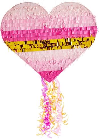Sparkle and Bash Pull String Heart Pinata for Birthday Party, Rose Gold Foil Decorations (15.7 x 13 x 3 In, Small) in Kuwait