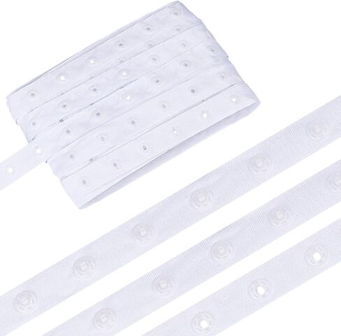 10 ياردات Snaps Strips Fortener Tim White Snap Button Tape خياطة على الإكسسوارات الشريطية الإكسسوارات الزر البلاستيكية المقطوعة لزر ملابس DIY فستان النسيج خياطة الحرف 0.71 '' ' in Kuwait