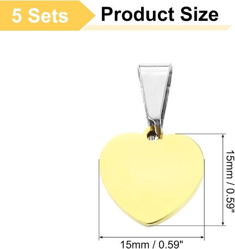 UXCELL 5 PCS 25MM/0.98 بوصة قلب علامات ختم فارغة ، سحر المعادن علامات معرف الكلب لعلامة اسم الحيوانات الأليفة صنع الحرف اليدوية DIY المعلقات ، الفضة in Saudi Arabia