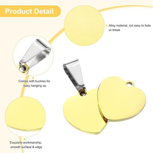 UXCELL 5 PCS 25MM/0.98 بوصة قلب علامات ختم فارغة ، سحر المعادن علامات معرف الكلب لعلامة اسم الحيوانات الأليفة صنع الحرف اليدوية DIY المعلقات ، الفضة in Saudi Arabia