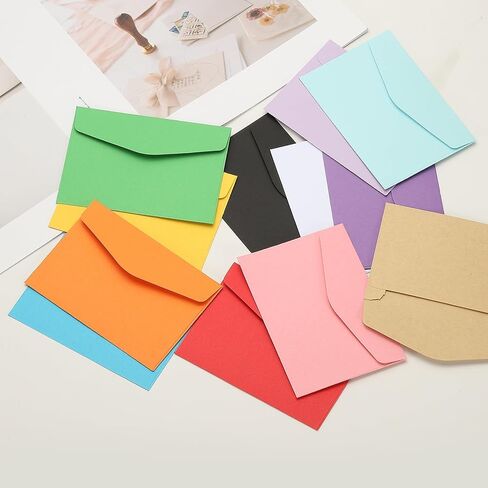 PATIKIL 120Pcs Small Envelopes, 4.5x3.2in Mini Envelopes 110GSM Paper Colored Card Holder for Sealing Wax Business Mailing Invitations Greeting Weddings Party Gift, Light Blue in Saudi Arabia