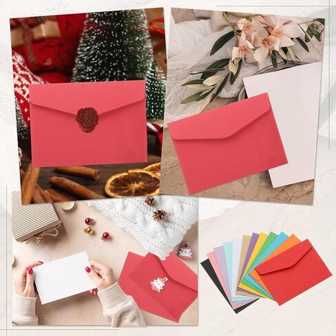 PATIKIL 120Pcs Small Envelopes, 4.5x3.2in Mini Envelopes 110GSM Paper Colored Card Holder for Sealing Wax Business Mailing Invitations Greeting Weddings Party Gift, Light Blue in Saudi Arabia