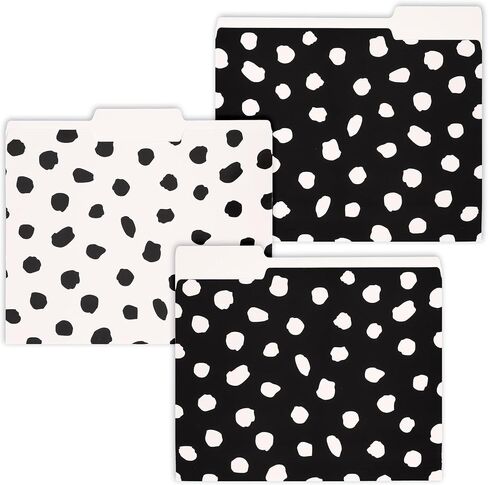 Whaline 24 Pack Black White Polka Dots File Folders Letter Size Dots File Pockets with 1/3 Cut Tab Filing Folder for Home Office Classroom Supplies, 8.9 x 11.6 Inch in Saudi Arabia