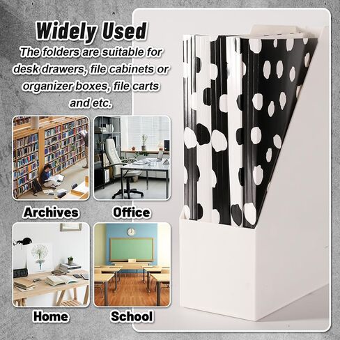 Whaline 24 Pack Black White Polka Dots File Folders Letter Size Dots File Pockets with 1/3 Cut Tab Filing Folder for Home Office Classroom Supplies, 8.9 x 11.6 Inch in Saudi Arabia