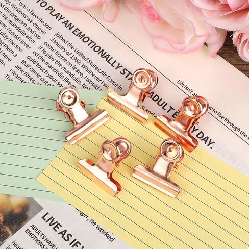 20pcs Metal Push Pin Clips, Heavy Duty Thumb Tacks Bulldog Clips with Pushpin No Hole Cork Board Thumbtack Accessories Bulldog for Wall Photo Poster Decorations Home Office Bulletin Board (Rose Gold) in Saudi Arabia