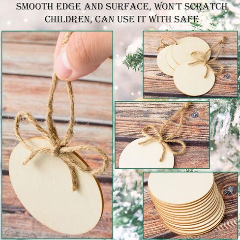 60 Unfinished Wooden Circles with Holes, 3 Inch Wood Discs for Crafts, Blank Wood Cutouts for Signs, Ornaments, Gift Tags, Christmas Decor in Saudi Arabia