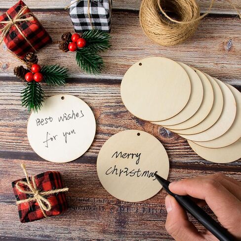 60 Unfinished Wooden Circles with Holes, 3 Inch Wood Discs for Crafts, Blank Wood Cutouts for Signs, Ornaments, Gift Tags, Christmas Decor in Saudi Arabia