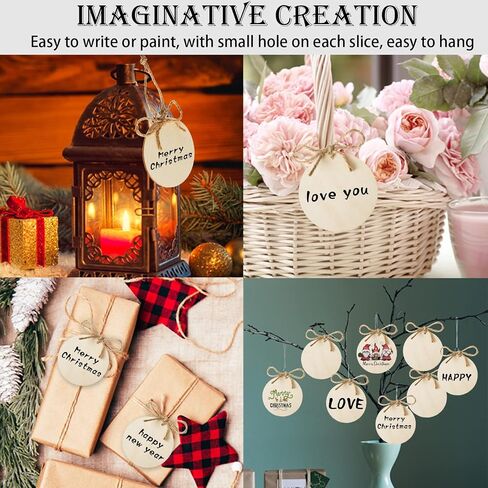 60 Unfinished Wooden Circles with Holes, 3 Inch Wood Discs for Crafts, Blank Wood Cutouts for Signs, Ornaments, Gift Tags, Christmas Decor in Saudi Arabia