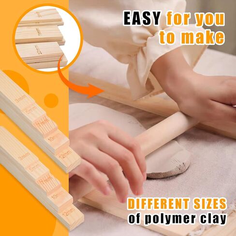 10 PCS مجموعة أدلة دبوس خشبية الفخار ، 5 أحجام أدوات الطين للتحكم الدقيق في سمك الطين ، أدوات السيراميك لقياس طين البوليمر الدقيق in Saudi Arabia