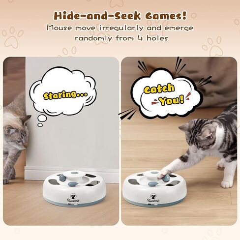Pawaboo 3-in-1 Automatic Interactive Cat Toy, Electronic Motion Kitten Toy with Fluttering Butterfly Teasers, Track Ball & Random Hide Mouse, USB Rechargeable Cat Teaser Mouse Toys for Indoor Kitties in Kuwait