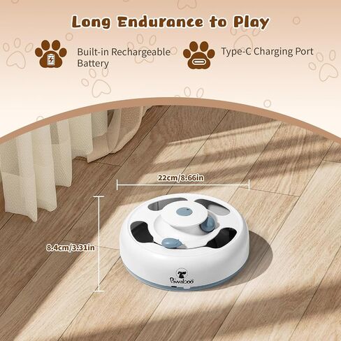 Pawaboo 3-in-1 Automatic Interactive Cat Toy, Electronic Motion Kitten Toy with Fluttering Butterfly Teasers, Track Ball & Random Hide Mouse, USB Rechargeable Cat Teaser Mouse Toys for Indoor Kitties in Kuwait