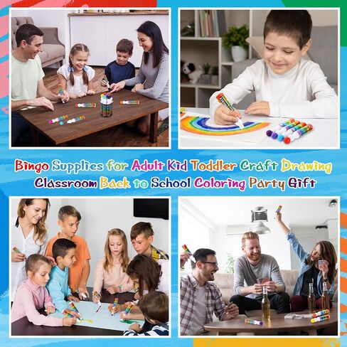 CRTIIN 48 حزمة علامات النقطة القابلة للغسل للأطفال الصغار 1.35 أونصة كبيرة Bingo Daubers يزداد العلامة الفنية القابلة للغسل بالجملة 12 ألوانًا ، لوازم تلوين الرسم للأطفال ، ملواة الطلاء مرحلة ما قبل المدرسة in Saudi Arabia