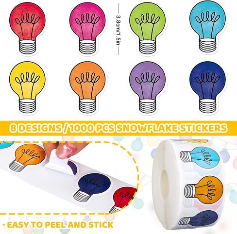 1000Pcs Back to School Stickers Roll Light Bulb Seal Stickers Self-Adhesive Label Decals for Craft Scrapbook Envelope Card Party Favor Decor in Saudi Arabia