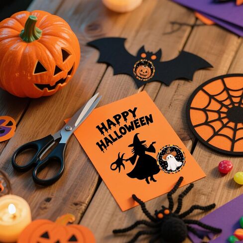 Zawe Halloween Sticker Roll 500pcs 1.5 "Guit Ghosts Evil Pumpkins Self-Defive Round Designs Designe Envelope Seals Label for Fall Party Supplies Deforge Decoration in Kuwait