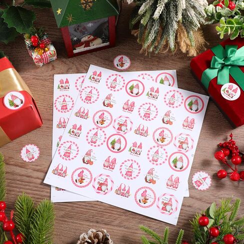 Epakh 540 Pcs Gnome Xmas Envelope Stickers, Merry Christmas Stickers Adhesive Round Xmas Label Tags for Card Holiday Gift Decor, 1.2 Inch(Vivid Style) in Saudi Arabia