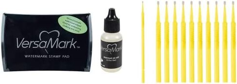 Tsukineko Versamark Watermark Embossing Bundles - Versamark Clear Watermark Stamp Pad - One Clear Embossing Ink Pad and Reinker - with Trebbies Detail Sticks in Saudi Arabia