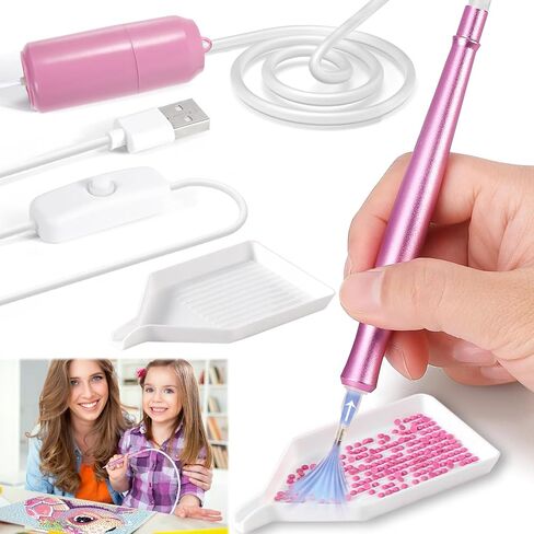 Electric Diamond Art Painting Pen, Upgraded Diamond Art Accessories Tools, Electric Diamond Painting Pen Kits with Vacuum, Diamond Paint Tool with Storage Tray -Without Wax in Saudi Arabia