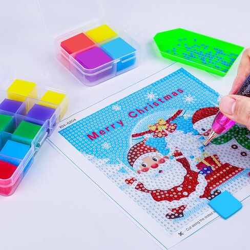 Oukitoymer 100pcs لوحة الماس الصلصال الصلصال ، شمع فن الماس الملون مع صندوق تخزين للمبتدئين المهنيين عبر غرزة DIY Tool Supplies Supplies ، 2 × 2 سم in Kuwait