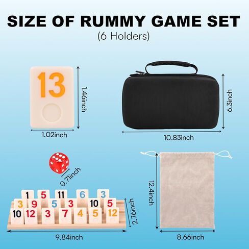 لعبة Rummy Cube Game 6-8 لاعبين مع قضية سفر محمولة ، 214 Melamine Rummy Tiles & 8 حاملي خشبي ، لعبة لوحة استراتيجية الأسرة الكلاسيكية للبالغين أطفال in Kuwait