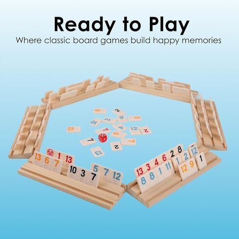 لعبة Rummy Cube Game 6-8 لاعبين مع قضية سفر محمولة ، 214 Melamine Rummy Tiles & 8 حاملي خشبي ، لعبة لوحة استراتيجية الأسرة الكلاسيكية للبالغين أطفال in Kuwait