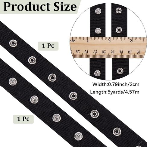 5 Yards White Cotton Fabric Snap Tape Ribbon Metal Hollow Buttons Trim Herringbone Buckle Straps Fastener Eyelet Ring Strips Ribbons for Sewing Making Clothes Garment DIY Craft Supplies in Saudi Arabia