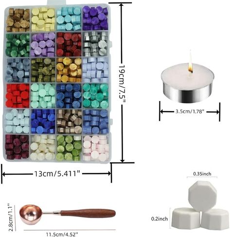 1250 Pcs Assorted Color Sealing Wax Beads Bulk - 48 Colors Wax Seal Pellets Kit for Stamp Seals, Wedding Invitations, Envelope Sealing, DIY Crafts - Multicolor Pellets for Gift Ideas (A, 48) in Kuwait