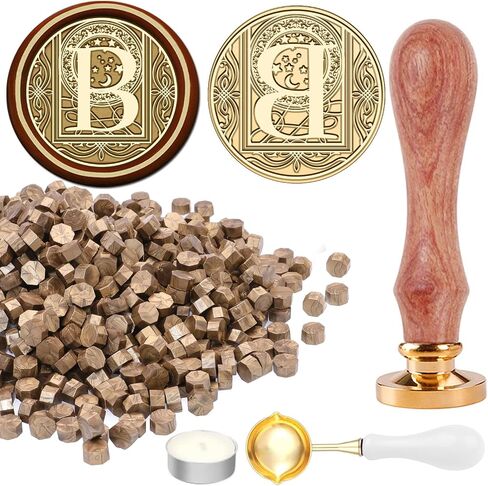 Alphabet B Wax Seal Kit عتيقة Starry Orinial B ختم الختم مع 120 حبات ختم شمع الذهب العتيقة لأظرف عيد الميلاد in Kuwait