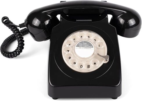 746 Rotary 1970s-style Retro Landline Phone - Curly Cord, Authentic Bell Ring (Mustard) in Kuwait