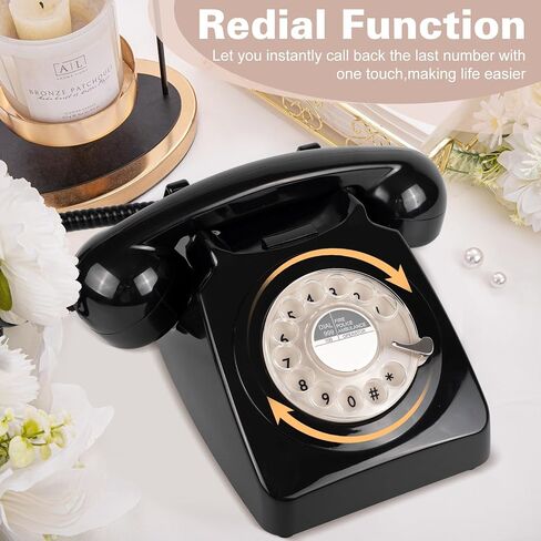 746 Rotary 1970s-style Retro Landline Phone - Curly Cord, Authentic Bell Ring (Mustard) in Kuwait