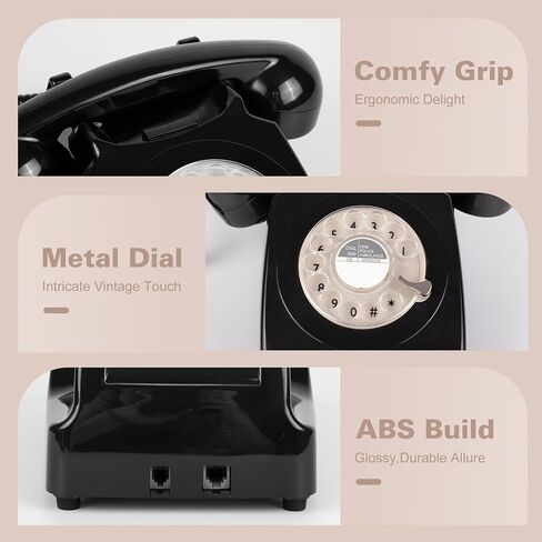 746 Rotary 1970s-style Retro Landline Phone - Curly Cord, Authentic Bell Ring (Mustard) in Kuwait