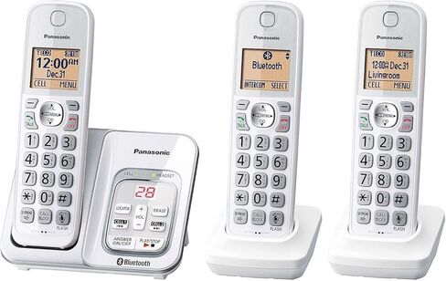 Panasonic KX-TG833SK1 LINK2CELL Bluetooth Cordless Phone W/Voice Assist 3 Handsets (متجدد) in Kuwait