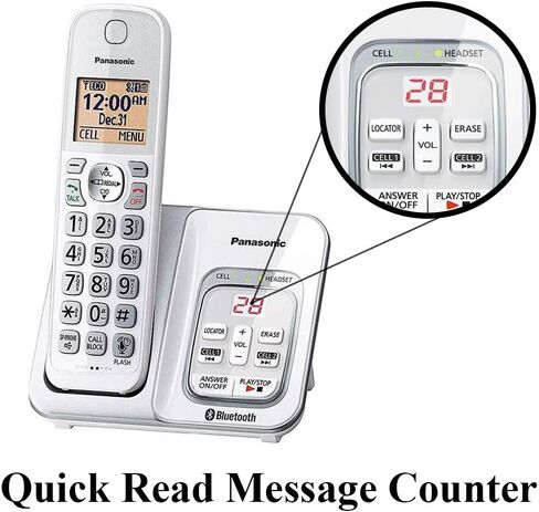 Panasonic KX-TG833SK1 LINK2CELL Bluetooth Cordless Phone W/Voice Assist 3 Handsets (متجدد) in Kuwait