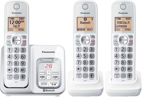 Panasonic KX-TG833SK1 LINK2CELL Bluetooth Cordless Phone W/Voice Assist 3 Handsets (متجدد) in Kuwait