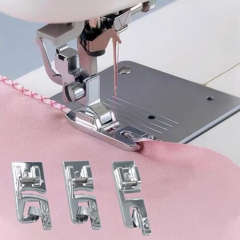 3pcs Rolled Hem Presser Foot, Sewing Hemming Set, 3mm 4mm 6mm, Suitable for Low Shank Snap-on Sewing Machines Such as Singer, Brother, Janome, Juki, Babylock, Elna, Kenmore, White, Necchi, Etc in Saudi Arabia