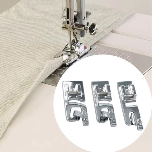 3pcs Rolled Hem Presser Foot, Sewing Hemming Set, 3mm 4mm 6mm, Suitable for Low Shank Snap-on Sewing Machines Such as Singer, Brother, Janome, Juki, Babylock, Elna, Kenmore, White, Necchi, Etc in Saudi Arabia