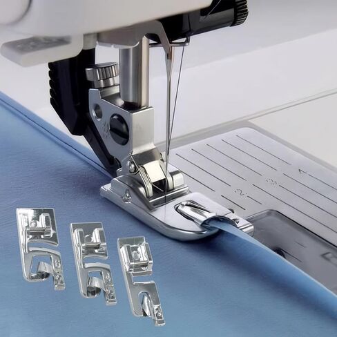 3pcs Rolled Hem Presser Foot, Sewing Hemming Set, 3mm 4mm 6mm, Suitable for Low Shank Snap-on Sewing Machines Such as Singer, Brother, Janome, Juki, Babylock, Elna, Kenmore, White, Necchi, Etc in Saudi Arabia