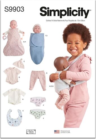 Simplicity UNDEFINED Doll Clothes Sewing Pattern Packet, Multicolor in Saudi Arabia