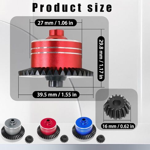 7075 Aluminum Differential Case with 45# Hardened Steel Differential Spur Gear and Bevel Gear, Diff Case and Gear Set Replacement for #54875 Upgraded Parts for 1/10 Tamiya XV02 TT02 TT02B RC Car Red in Saudi Arabia